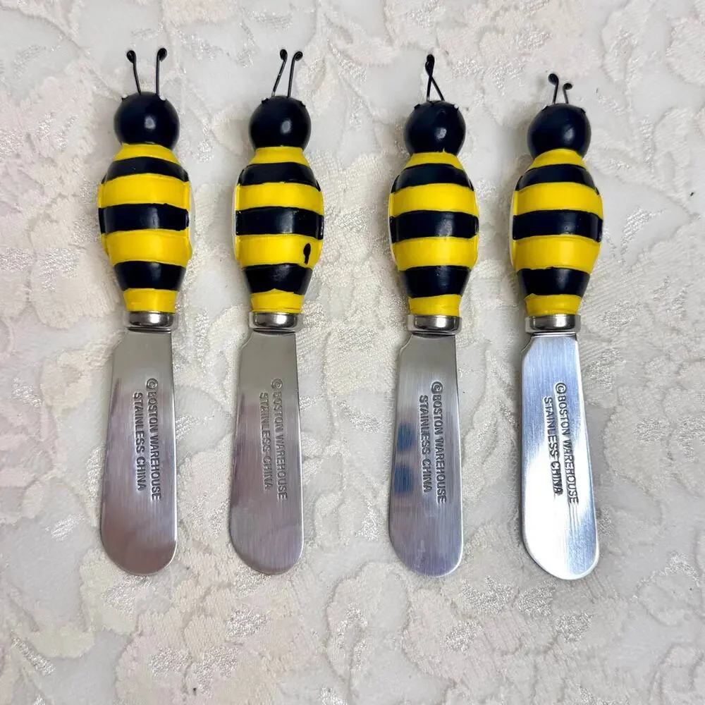 Bumble Bee Spreaders Set (4) Cheese Jam Boston Warehouse Kitchen Farmhouse